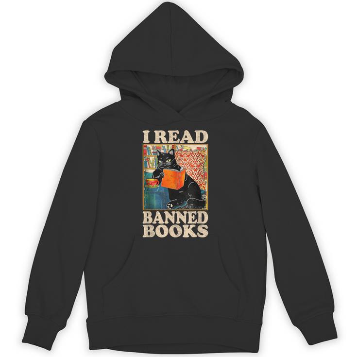 I Read Banned Books  Cat Reader Bookworm Unisex Hoodie