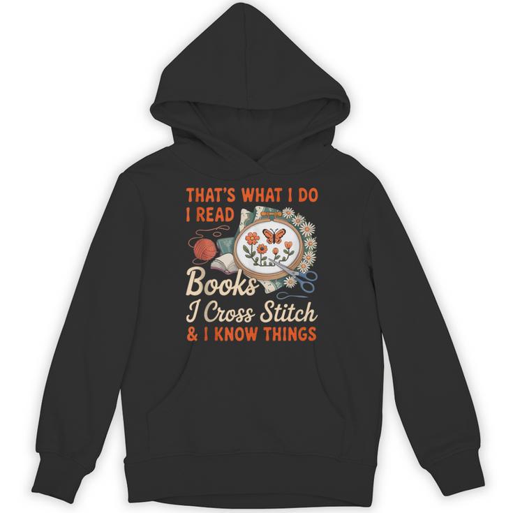 Read Books I Cross Stitch Sewing Stitcher Quilt Cross Stitch Unisex Hoodie