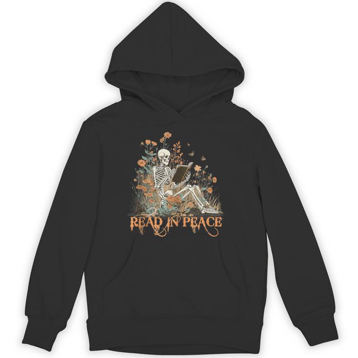 Read In Peace Skeleton Reading Book Halloween Bookish Unisex Hoodie