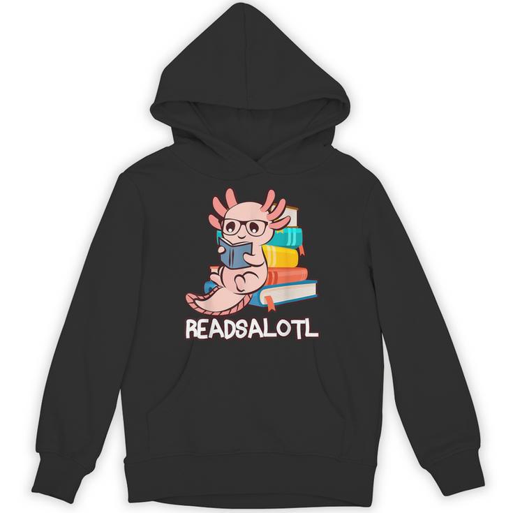 Readalotl a Kawaii Axolotl Reading a Book As Readsalotl Unisex Hoodie
