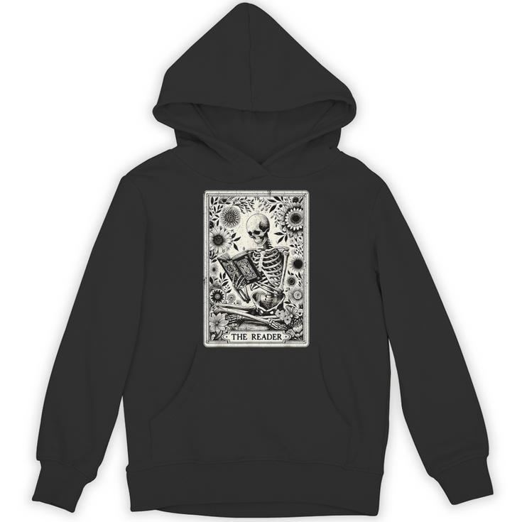 The Reader Skeleton Book Lover Tarot Card Reading Book Unisex Hoodie