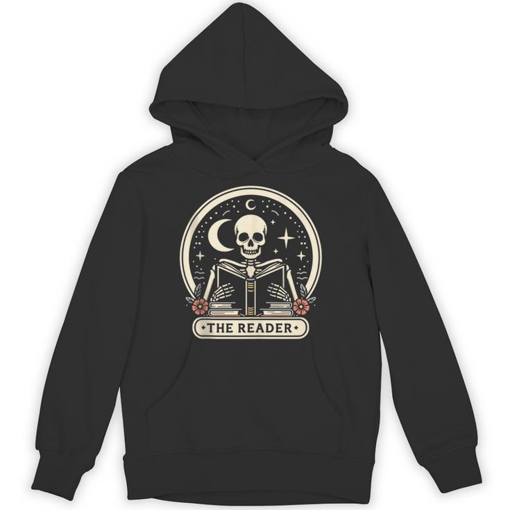 The Reader Tarot Skeleton Gothic Bookish Book Reading Lover Unisex Hoodie