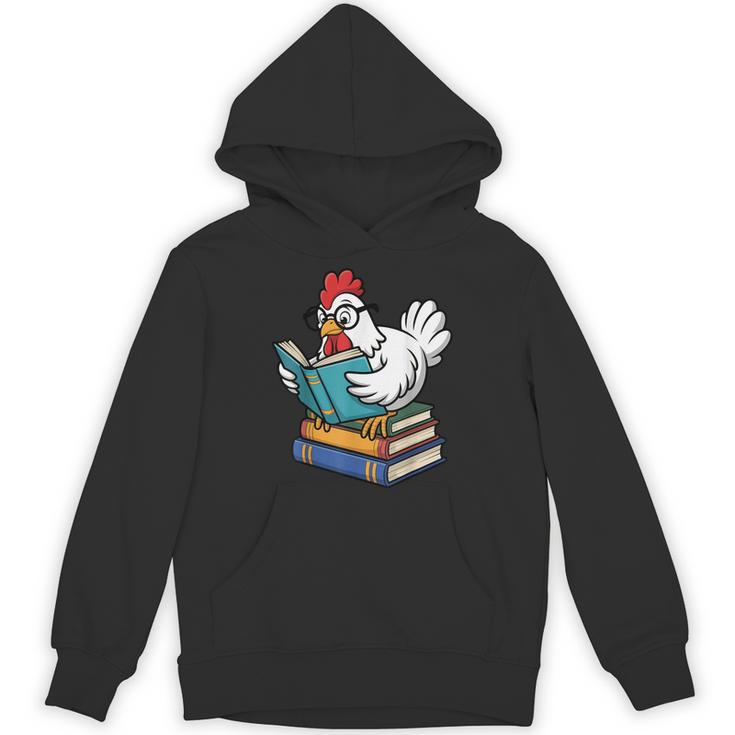 Reading Chicken Bookworm Cute Chicken With Glasses Books Unisex Hoodie