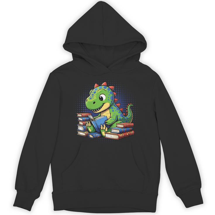 Reading Dinosaur Book Lover Cute Dino Reading Unisex Hoodie