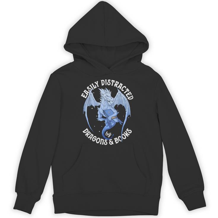 Reading Dragon Easily Distracted By Books Lover Bookworm Unisex Hoodie