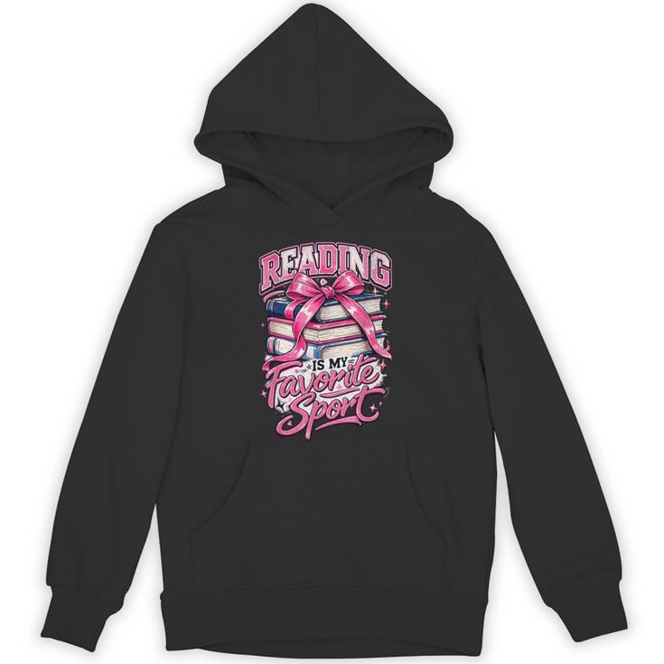 Reading Is My Favorite Sport Pink Bow Coquette Book Lover Unisex Hoodie