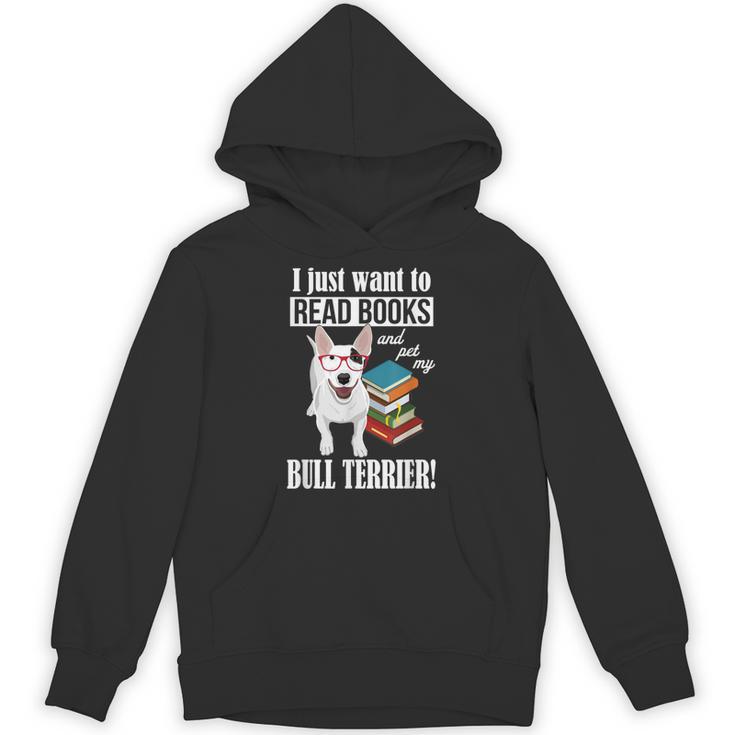 Reading Kids Cartoon Read Books Pet Bull Terrier Lover Unisex Hoodie