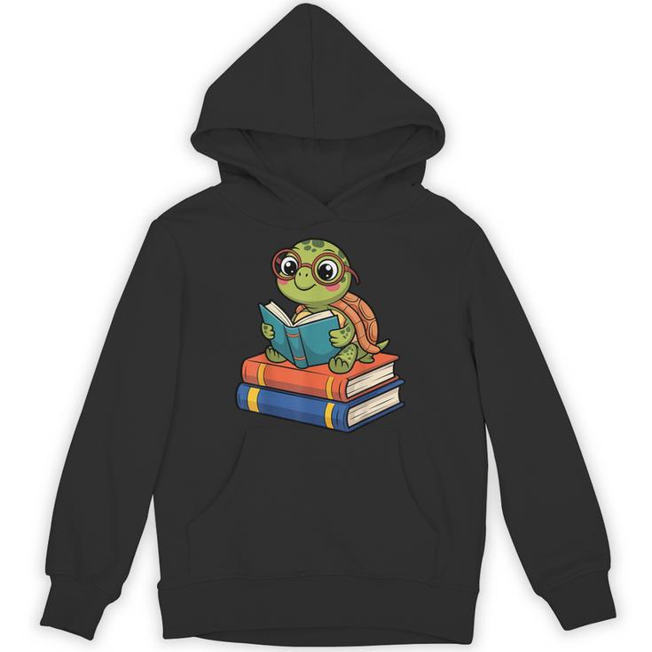 Reading Turtle Bookworm Cute Turtle With Glasses Books Unisex Hoodie