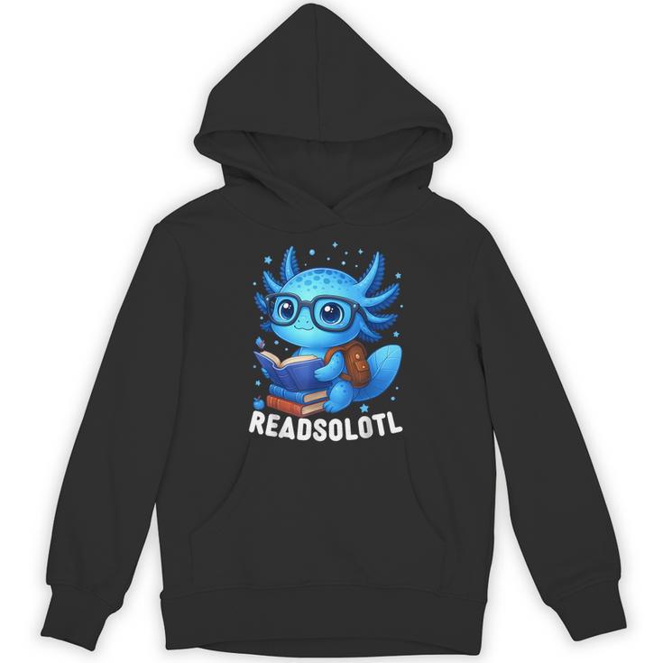 Readsolotl Blue Kawaii Axolotl Book Lover Reading Unisex Hoodie