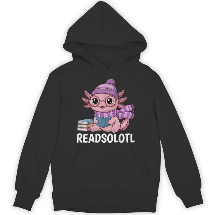 Readsolotl Cute Pink Kawaii Axolotl Reading Book Lover Unisex Hoodie