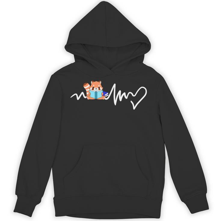 Red Panda Reading Book Heartbeat Unisex Hoodie