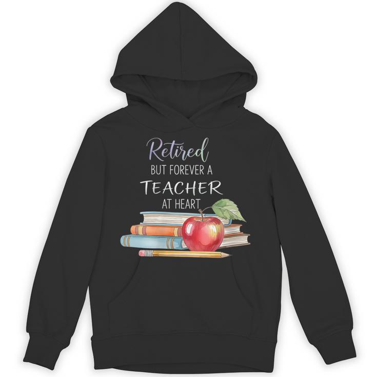 Retired But Forever A Teacher At Heart Vintage Books & Apple Unisex Hoodie