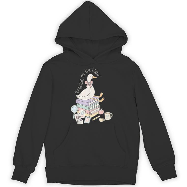Retro Book SLP Goose On The Loose Speech Language Pathology Unisex Hoodie