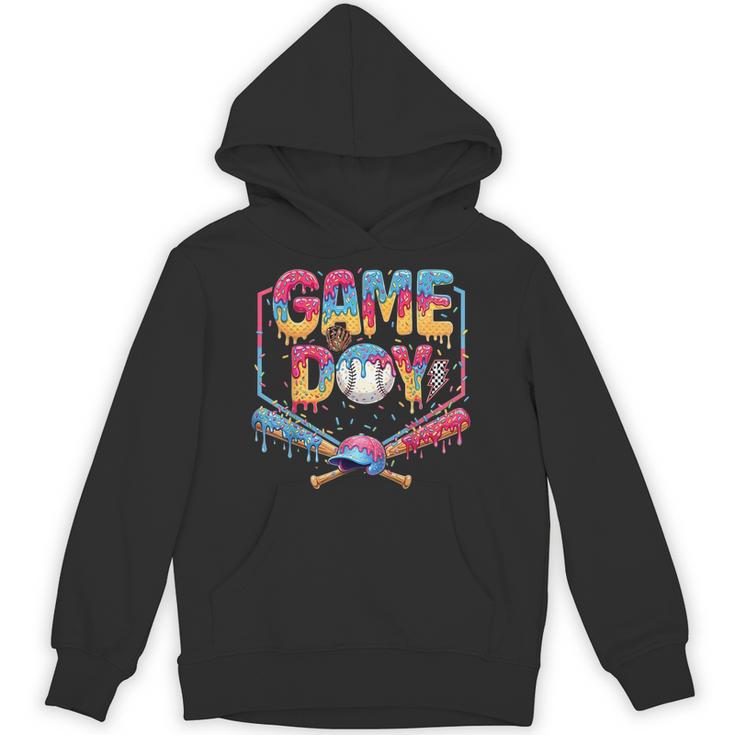 Retro Game Day Baseball Ice Cream Drip For Men Boy Kids Unisex Hoodie