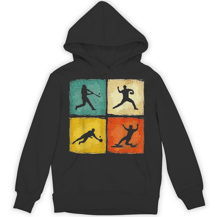 Retro Style Baseball Lover Playing Men Women Kids Baseball Unisex Hoodie