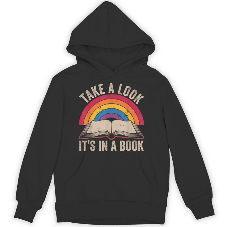 Retro Vintage Rainbow Take a Look It’s In a Book Reading Unisex Hoodie