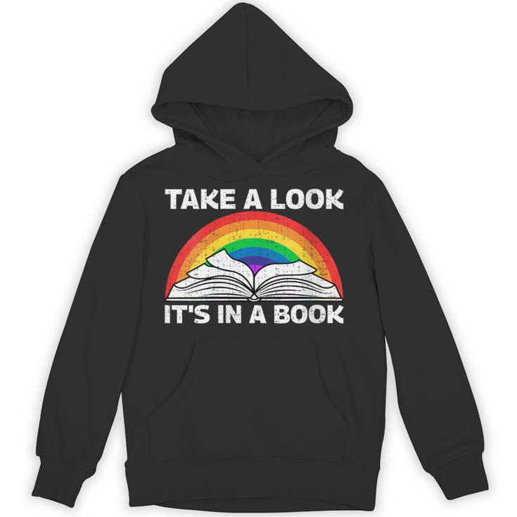 Retros Vintage Rainbow Take a Look It's In a Book Reading Unisex Hoodie