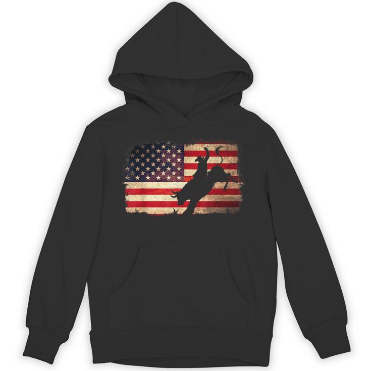 Rodeo Cowboy Bull Rider 4Th Of July Patriotic Usa Flag Hoodie