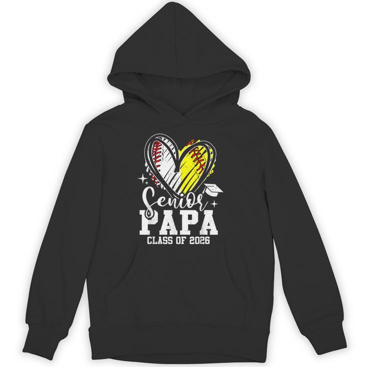 Senior Papa Class Of 2026 Baseball Softball Graduation Heart Unisex Hoodie