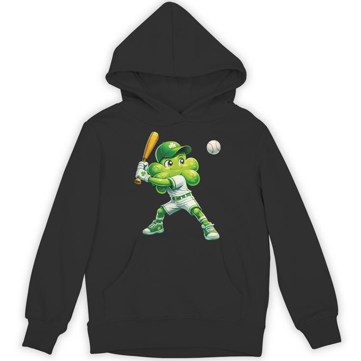 Shamrock Playing Baseball St Patricks Day Men Boys Kid Unisex Hoodie