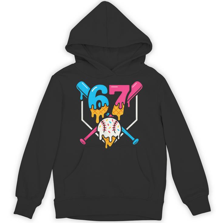 Six Seven Baseball Ice Cream Drip Cool 67 Gen Alpha Slang Unisex Hoodie