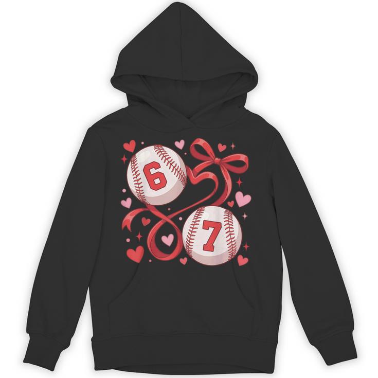 Six Seven Baseball Lover Sports Red Heart Bow Valentine Girl Unisex Hoodie