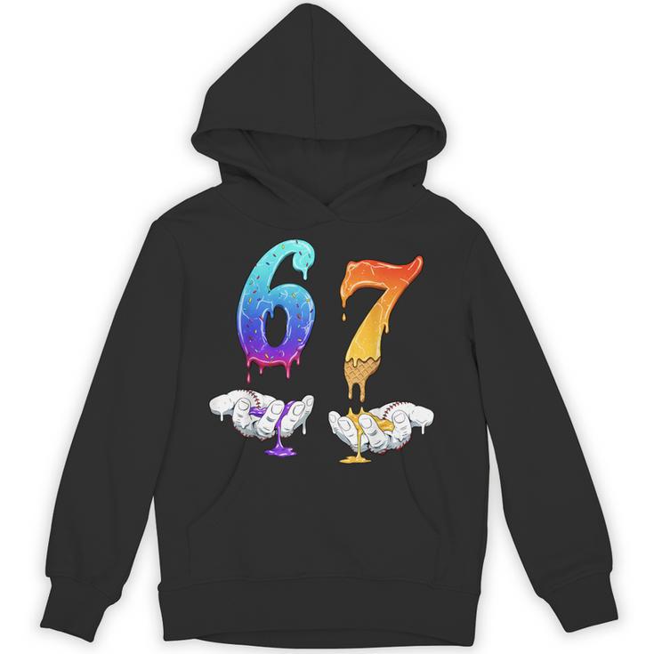Six Seven Ice Cream Drip Cool Meme 67 Number Baseball Unisex Hoodie