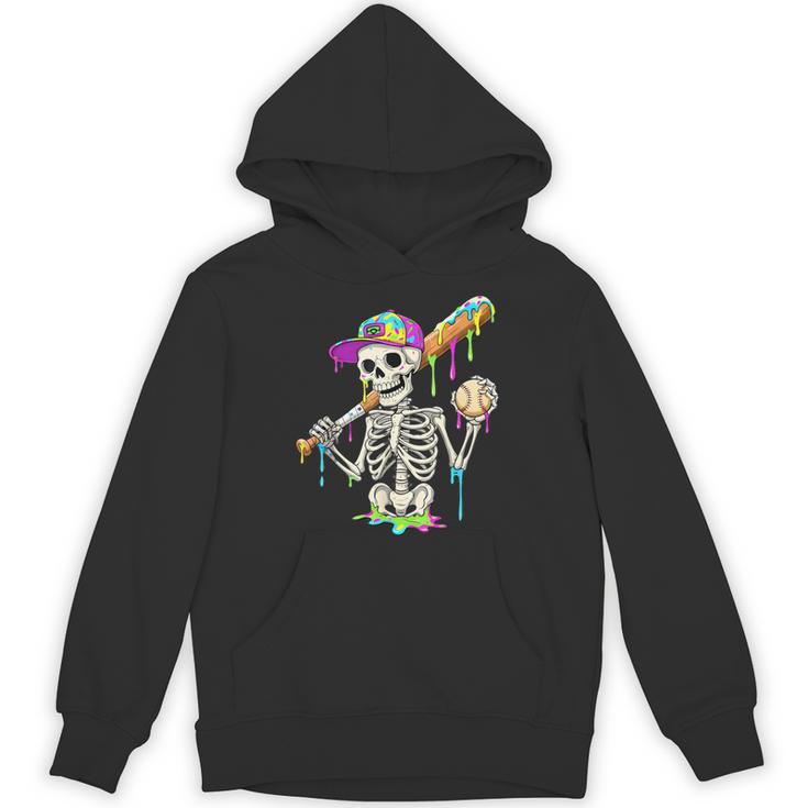 Skeleton Baseball Drip Boys Ice Cream Drip Youth Baseball Unisex Hoodie