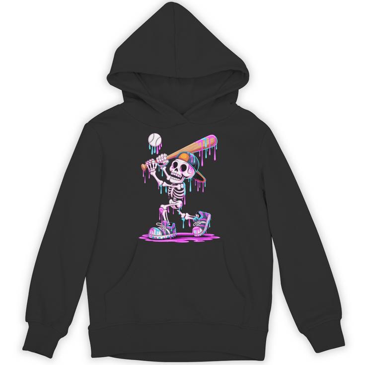 Skeleton Baseball Drip Boys Youth Kids Halloween Unisex Hoodie Skeleton Baseball Drip Boys Youth Kids Halloween Unisex Hoodie