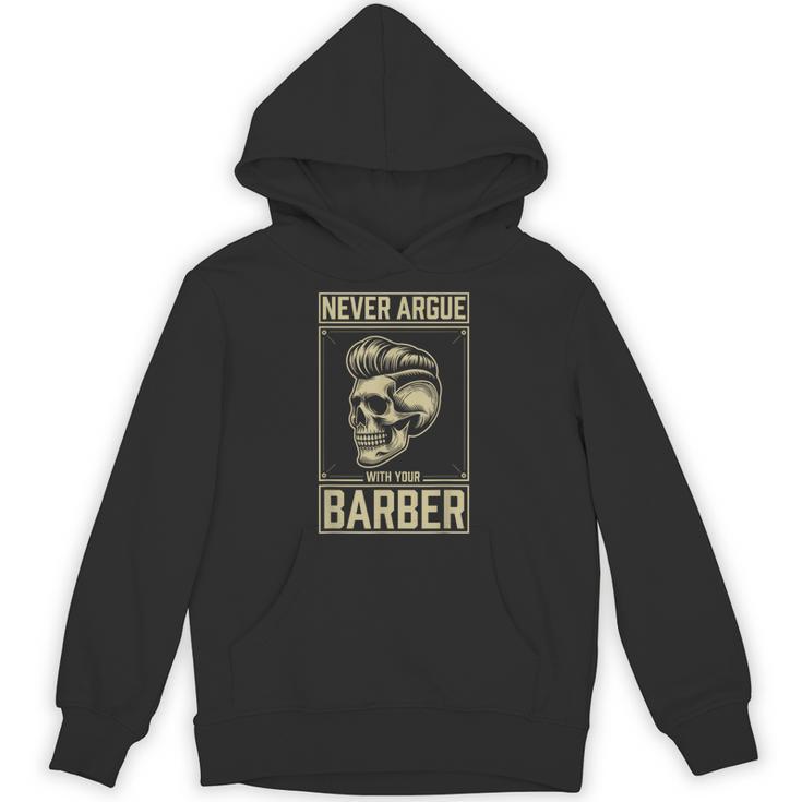 Skull Never Argue With Your Barber クラシック ヴィンテージ バーバー パーカー