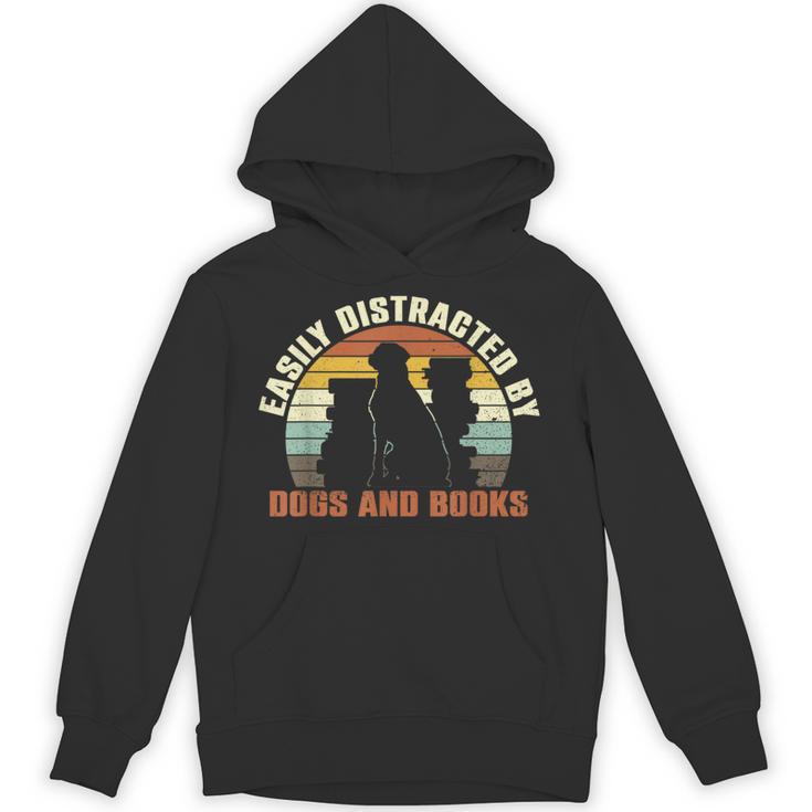 Slightly Distracted From Dogs And Books Retro Vintage Unisex Hoodie
