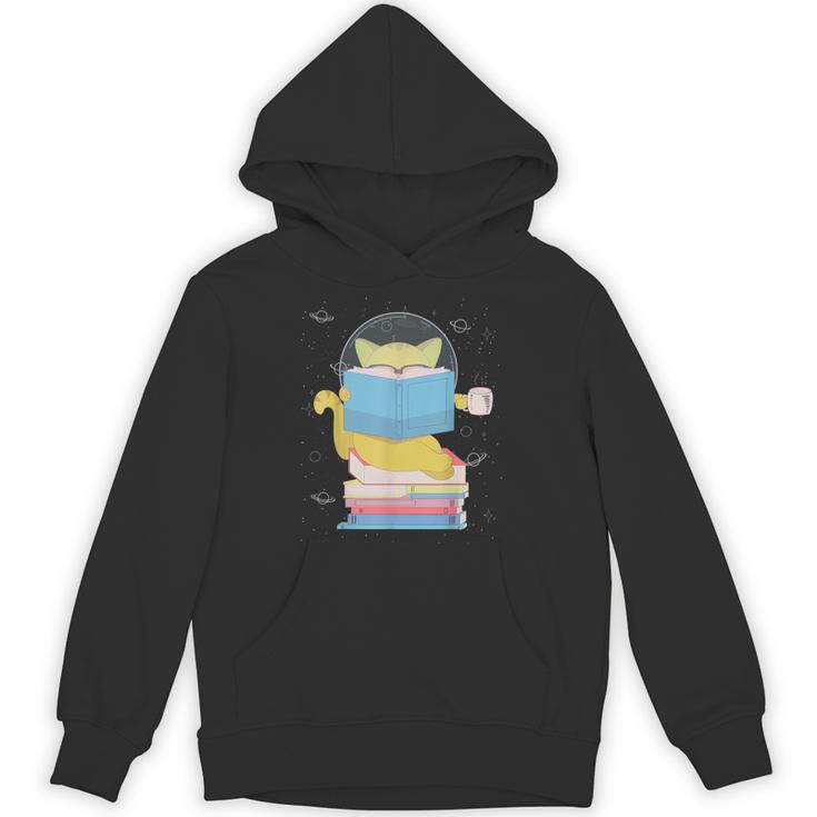 Space Cat Reading Book And Tea Space Cat For Men Women Kids Unisex Hoodie