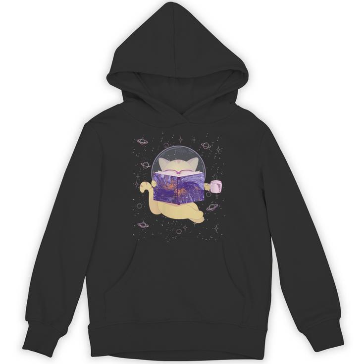 Space Cat Reading Book And Tea Space Cat Unisex Hoodie