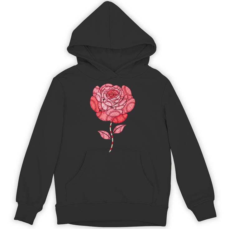 Sporty Rose Graphic With Baseball And Rugby Ball Petals Unisex Hoodie