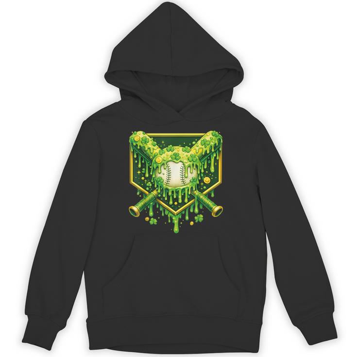 St Patrick's Day Baseball Boys Ice Cream Drip Youth Kids Unisex Hoodie