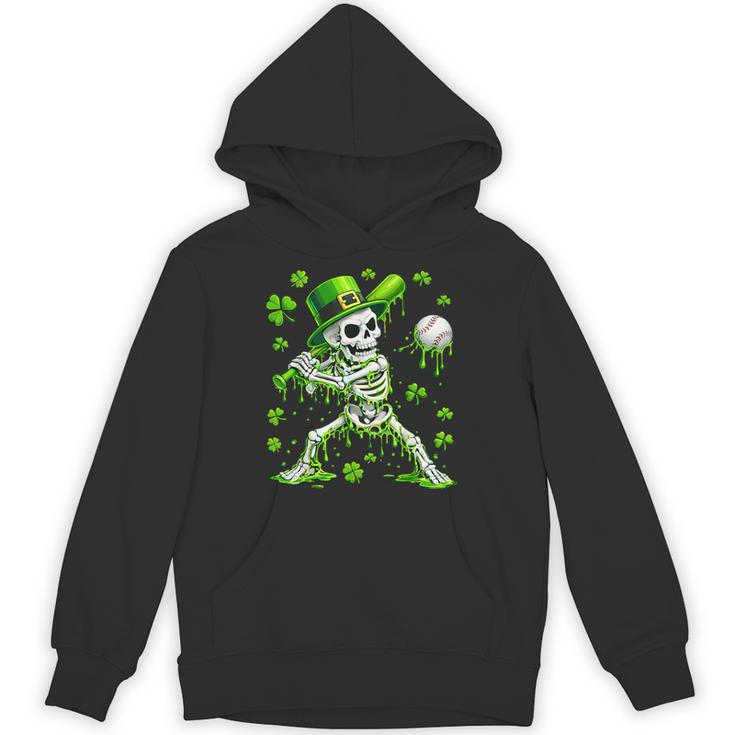 St Patricks Day Baseball Skeleton Irish Leprechaun Hat Boys Unisex Hoodie