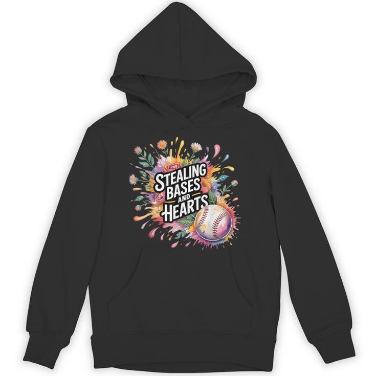 Stealing Bases And Hearts Baseball Puns Sports Unisex Hoodie