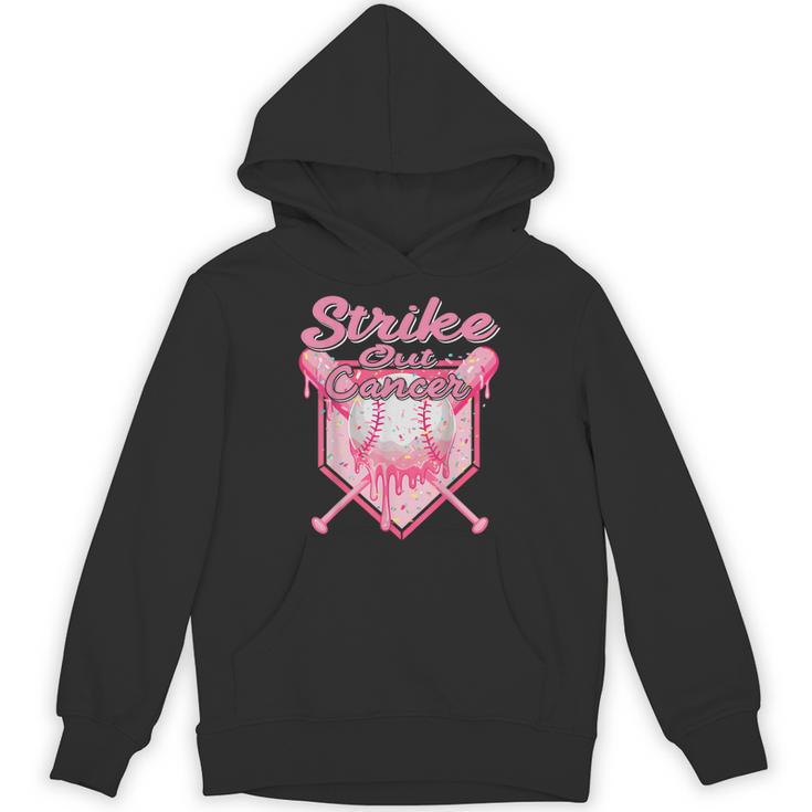 Strike Out Breast Cancer Baseball Drip For Boys Youth Unisex Hoodie