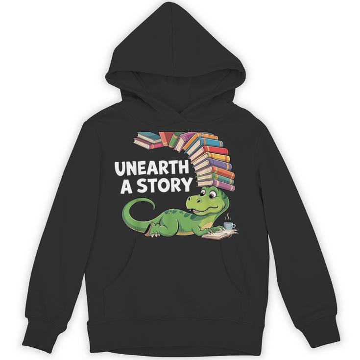 Summer Reading 2026 Unearth a Story Theme Dinosaur Book Nerd Unisex Hoodie