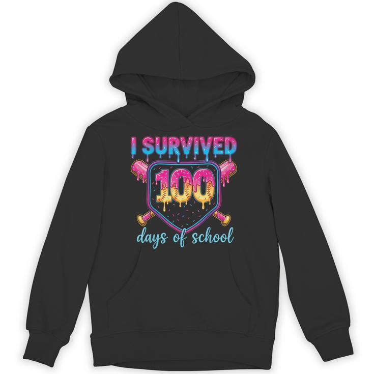 I Survived 100 Days Of School Baseball 100th Day Kids Girls Unisex Hoodie