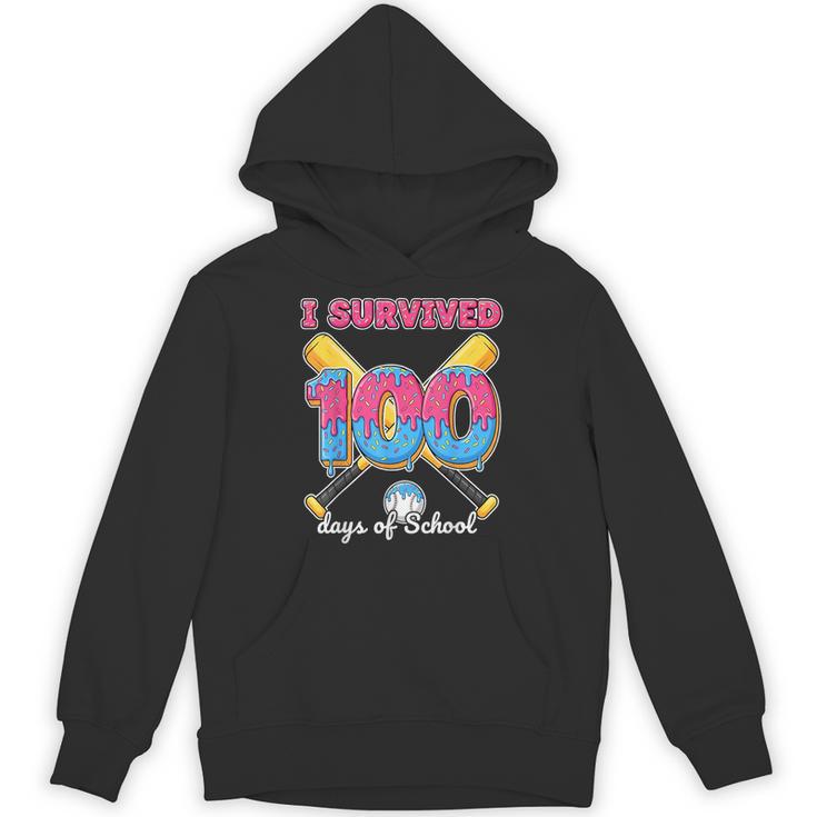 I Survived 100 Days Of School Baseball Cream Drip Boys Unisex Hoodie