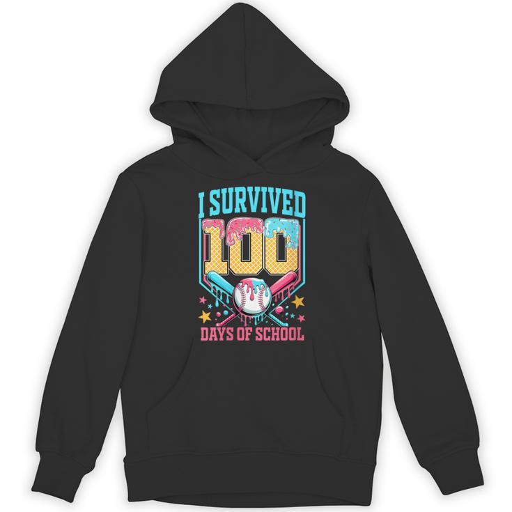 I Survived 100 Days Of School Baseball Drip Students Teacher Unisex Hoodie