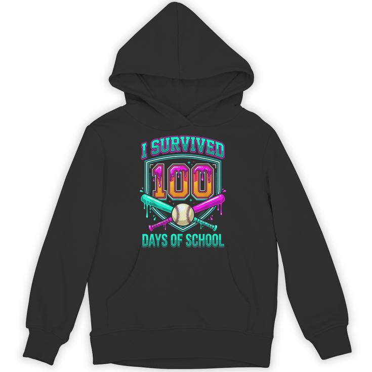 I Survived 100 Days Of School Baseball Drip Unisex Hoodie