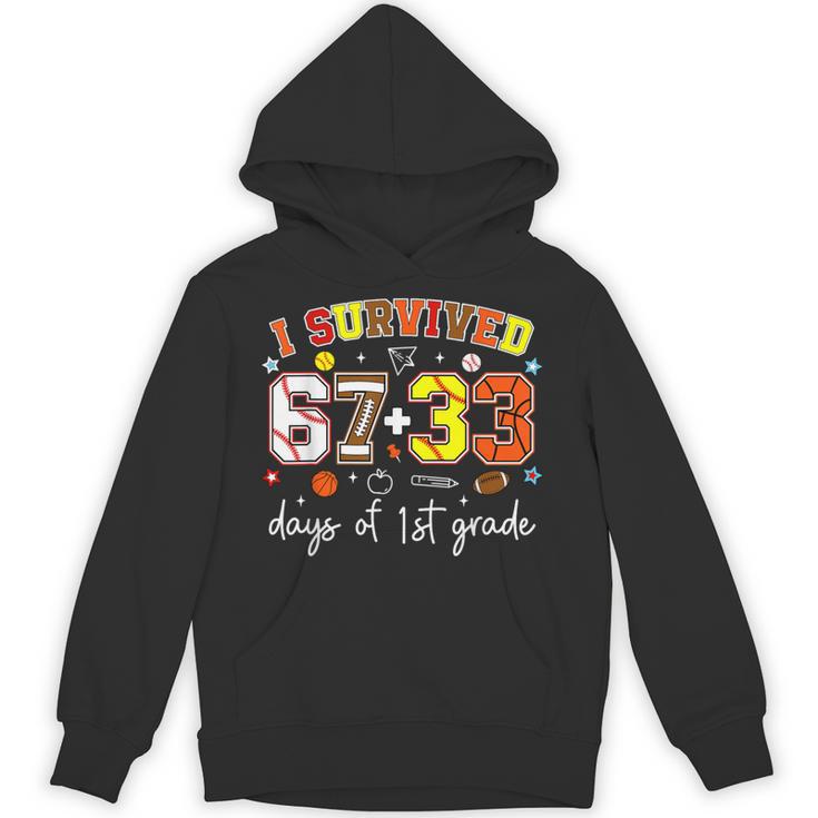 I Survived 6733 Days Of 1st Grade Baseball Football 100 Day Unisex Hoodie