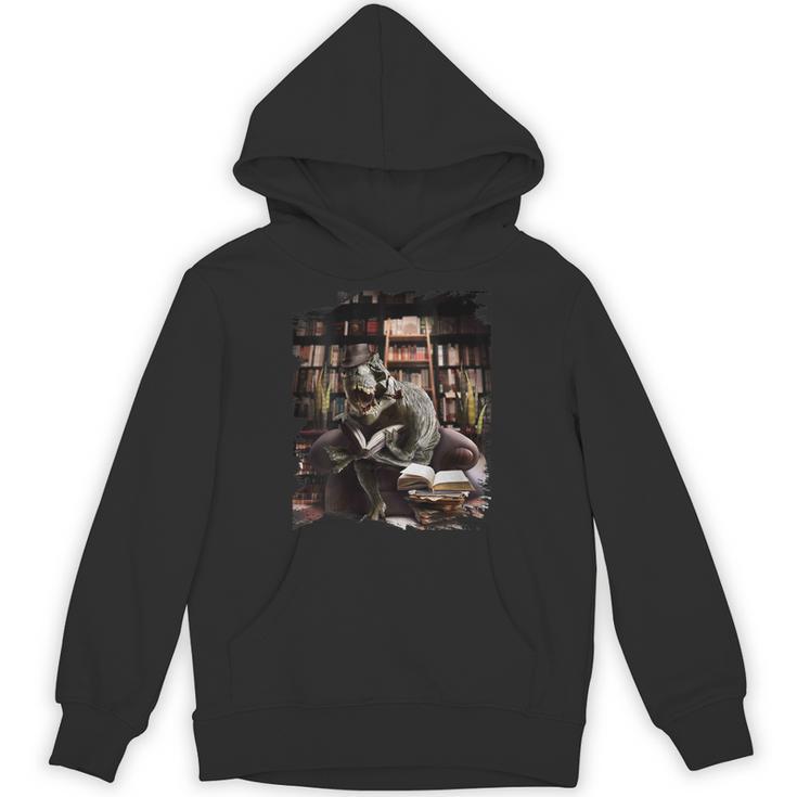 T-Rex Dinosaur Reading Books In Book Library Bookstore Unisex Hoodie