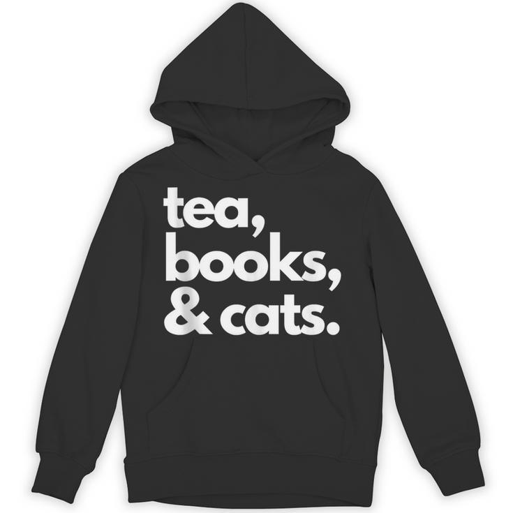Tea Books And Cats Cat Mom Mum Mama Dad Reading Lover Book Unisex Hoodie