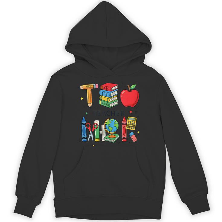 Teacher School Supplies Apple Books Pencil Globe Crayon Unisex Hoodie