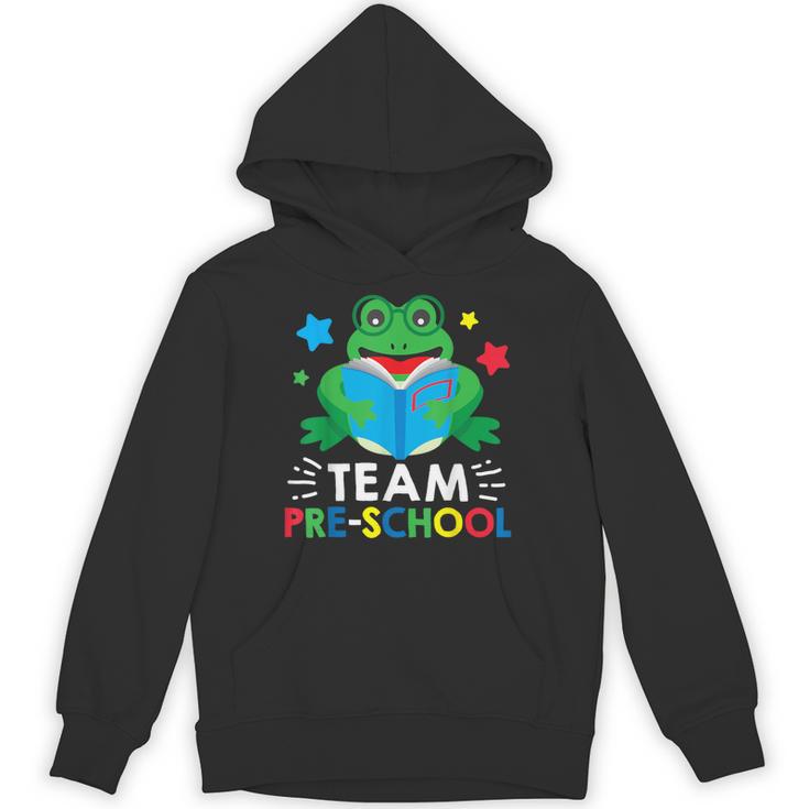 Team Pre-School Reading Frog Back To School Book Lover Unisex Hoodie
