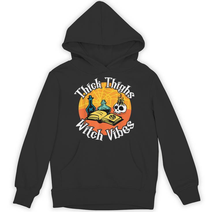 Thick Thighs Witch Vibes Spell Book And Potions Unisex Hoodie