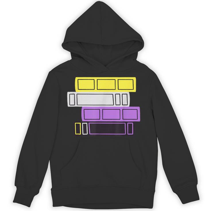 Threadless Grey Sky Chai Nonbinary Pride Book Stack Graphic Unisex Hoodie